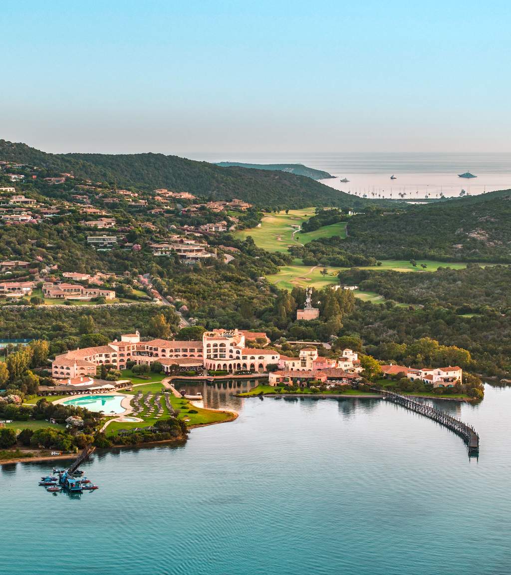 Aerial View of Hotel Cala di Volpe, Front Side with Pevero Golf Club
